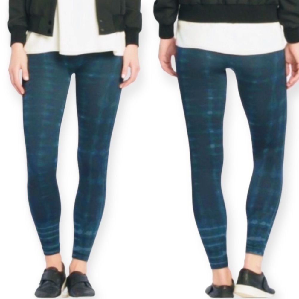 Spanx Look At Me Now Seamless Crop Tight Tie Dye Blue Green Small